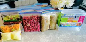Some packages of fruits and foods